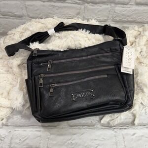 Cee Klein New York Black Cross Body Purse Vegan Leather Designer Bag Purse New